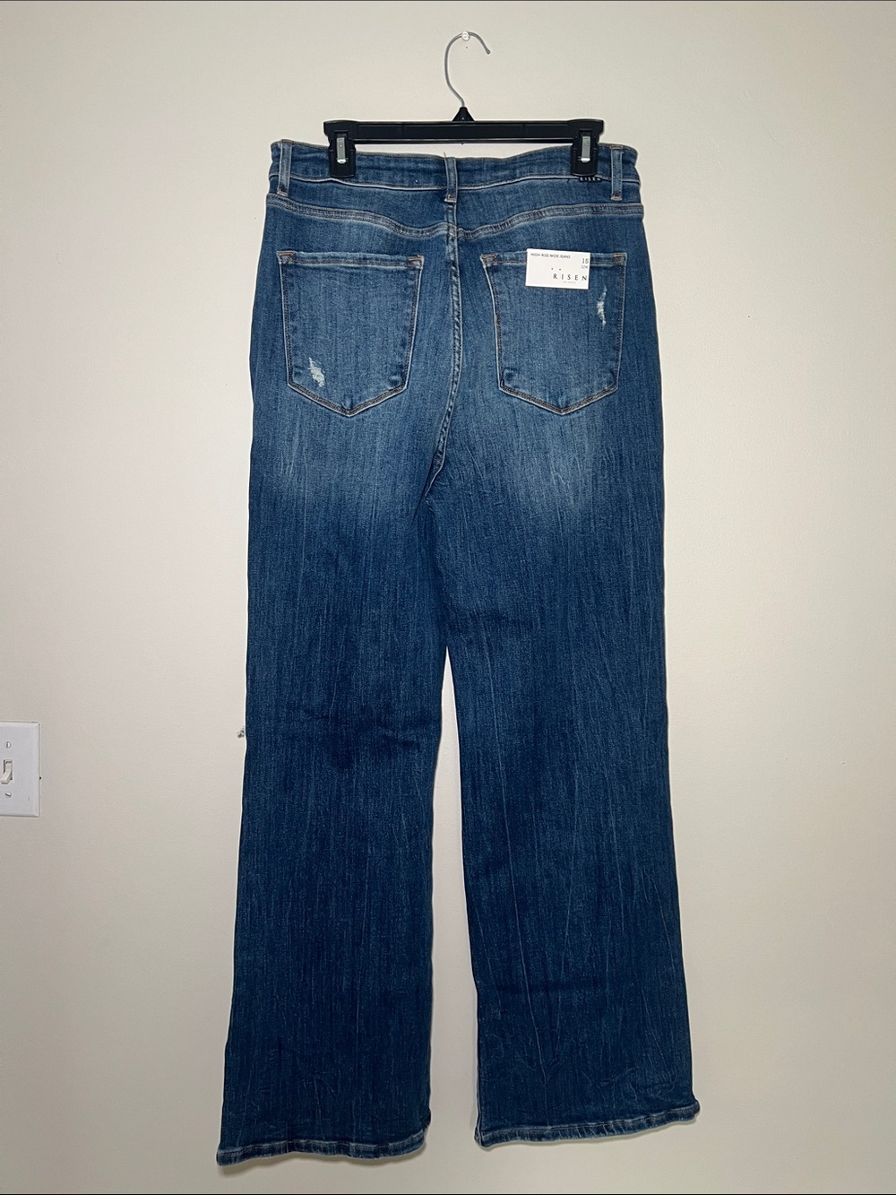 Risen Jeans Distressed Wide-Leg Jeans - Blue - Picture 4 of 4